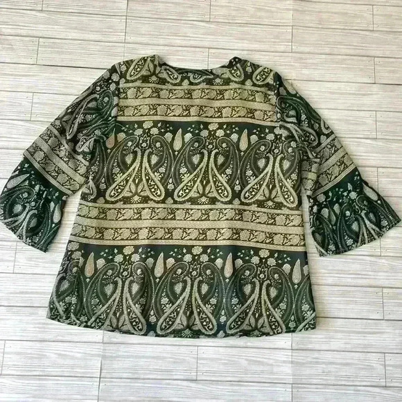 Anthropologie Skies are Blue boho print flowy peasant bell sleeve top - Picture 7 of 7